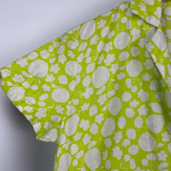 Urban Outfitters Lime Green Floral Fruit Novelty Print Button Up Mini Dress - Picture 2 of 7